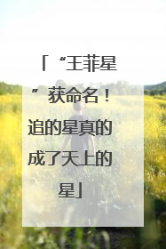 “王菲星”获命名！追的星真的成了天上的星