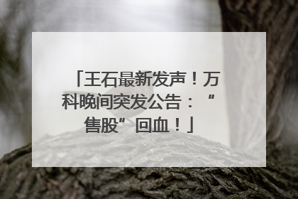 王石最新发声！万科晚间突发公告：“售股”回血！