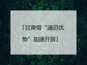 甘肃借“通道优势”加速开放