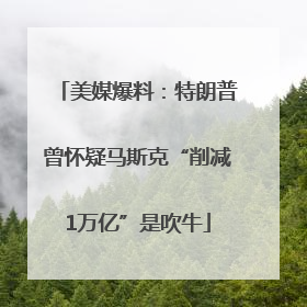 美媒爆料：特朗普曾怀疑马斯克“削减1万亿”是吹牛