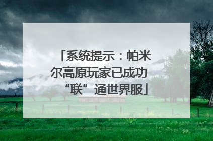 系统提示：帕米尔高原玩家已成功“联”通世界服