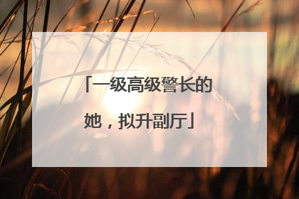 一级高级警长的她，拟升副厅