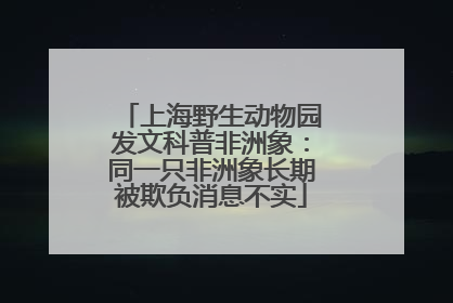 上海野生动物园发文科普非洲象：同一只非洲象长期被欺负消息不实