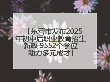 东营市发布2025年初中后职业教育招生新政 9552个学位助力多元成才
