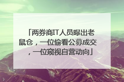 两券商IT人员曝出老鼠仓，一位偷看公募成交，一位窥视自营动向