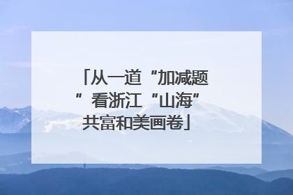 从一道“加减题”看浙江“山海”共富和美画卷