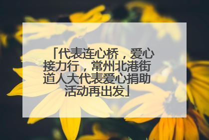 代表连心桥，爱心接力行，常州北港街道人大代表爱心捐助活动再出发