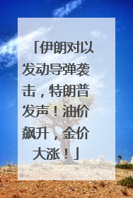 伊朗对以发动导弹袭击，特朗普发声！油价飙升，金价大涨！