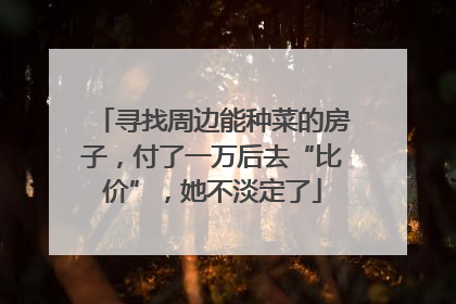 寻找周边能种菜的房子，付了一万后去“比价”，她不淡定了