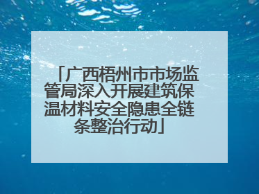 广西梧州市市场监管局深入开展建筑保温材料安全隐患全链条整治行动