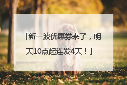 新一波优惠券来了，明天10点起连发4天！