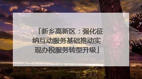 新乡高新区：强化征纳互动服务基础推动实现办税服务转型升级