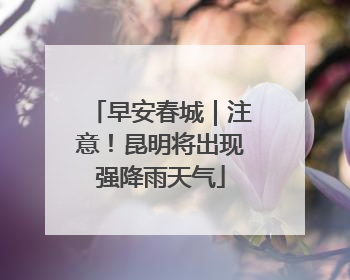 早安春城｜注意！昆明将出现强降雨天气