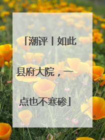 潮评丨如此县府大院，一点也不寒碜