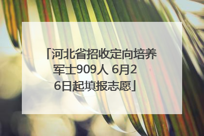 河北省招收定向培养军士909人 6月26日起填报志愿