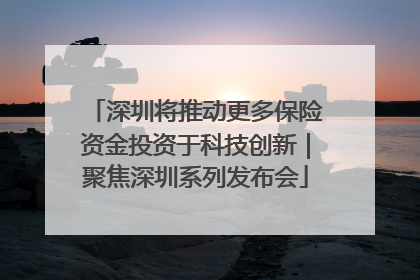 深圳将推动更多保险资金投资于科技创新｜聚焦深圳系列发布会