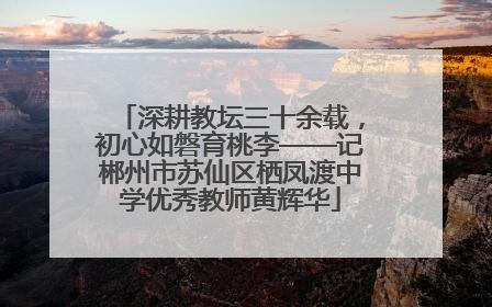 深耕教坛三十余载，初心如磐育桃李——记郴州市苏仙区栖凤渡中学优秀教师黄辉华