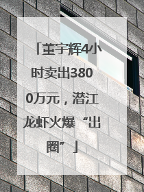 董宇辉4小时卖出3800万元，潜江龙虾火爆“出圈”