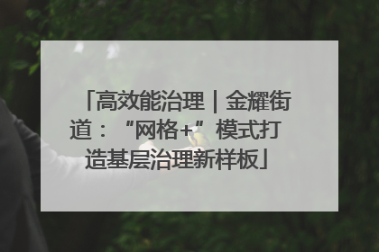 高效能治理｜金耀街道：“网格+”模式打造基层治理新样板