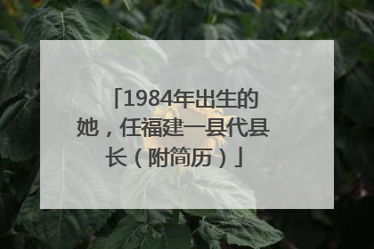 1984年出生的她，任福建一县代县长（附简历）